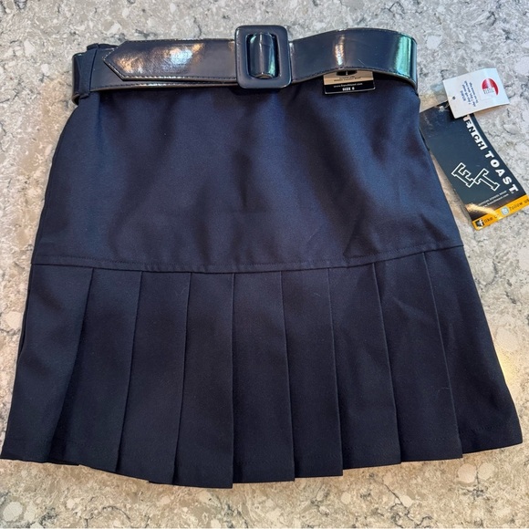 French Toast Navy Pleated Skort Skater Skirt Belt School Uniform Girls 8 10 - Picture 1 of 3